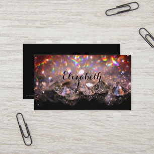 Shiny Festive Elegant Diamonds Black and Rosa Visitkort