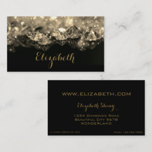 Shiny Festive Elegant Diamonds Black Sepia Visitkort