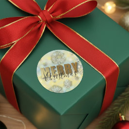 Shiny Filigree Snöflingor Guld God jul Runt Klistermärke