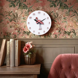 Shiny Flamingo med Rosa nummer Stor Klocka
