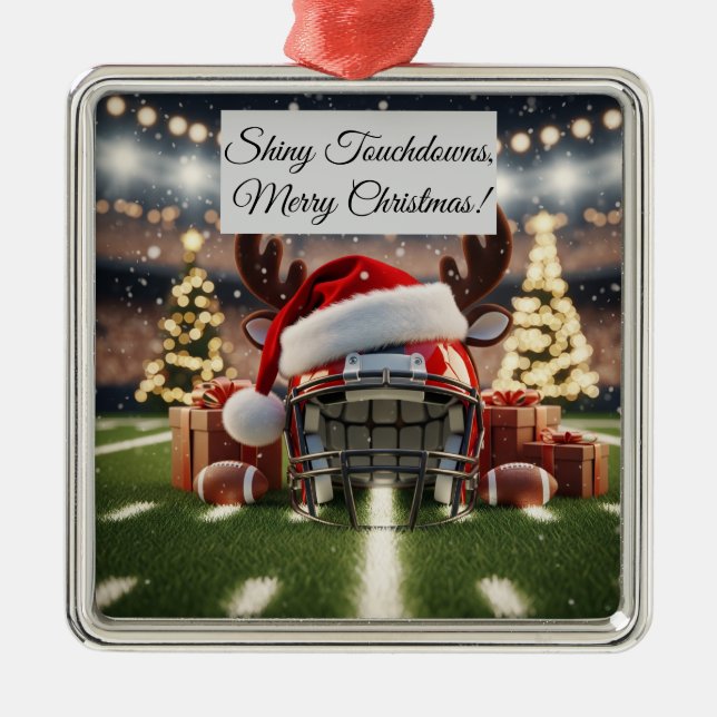 Shiny Football-Helgdag Jul - Festive Sport Julgransprydnad Metall (Framsidan)