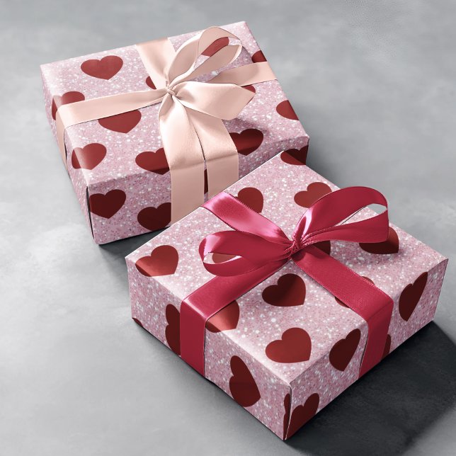 Shiny Glitter Heart Valentine Pattern Gift Wrap Presentpapper (Skapare uppladdad)
