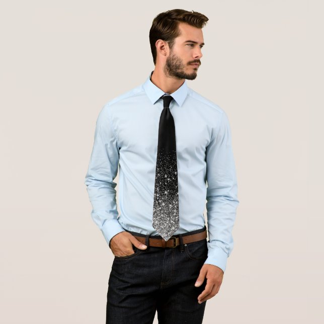 Shiny Glitter Ombre Fading Black White Slips (In Situ)