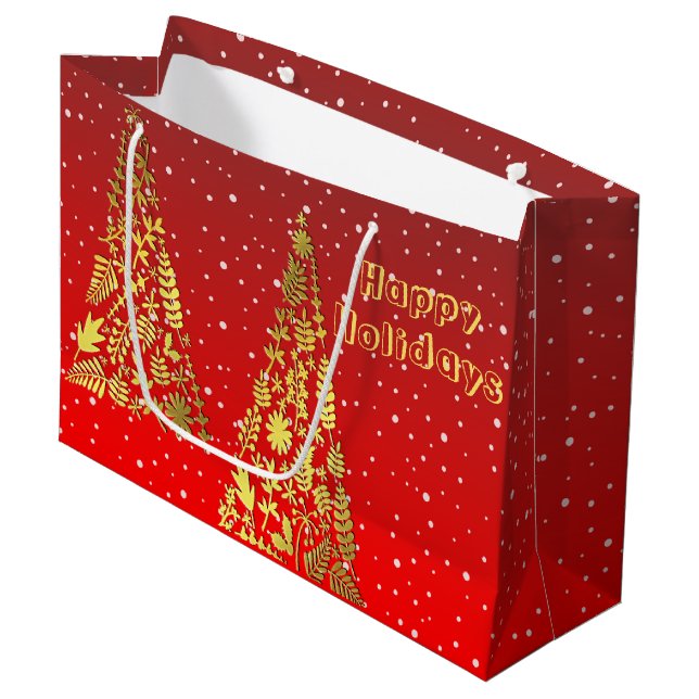 Shiny Golden Julgranar Helgdag Gift Bag (Framsidan Vinklad)