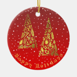Shiny Golden Julgranar Helgdag Ornament