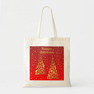 Shiny Golden Julgranar Helgdag Tote Bag Tygkasse