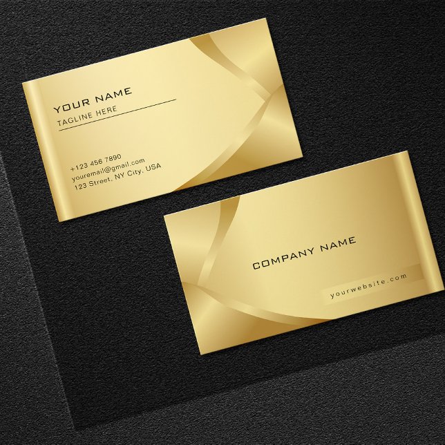 Shiny Golden Luxury Company Business Monogram Visitkort (Skapare uppladdad)