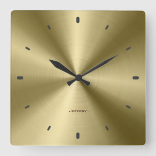 Shiny Golden Metallic Design Stainless Steel-utsee Fyrkantig Klocka