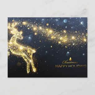 Shiny Golden Reindeer God jul Helgdag Vykort