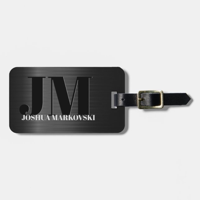 Shiny Grått Carbon Fiber Struktur Luggage Tag Bagagebricka (Horisontell Framsida)