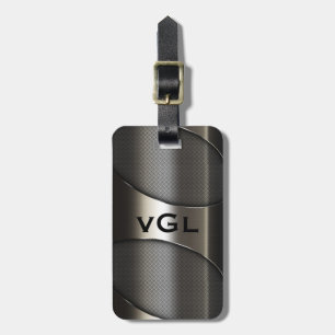 Shiny Grått Metallic Modern Geometric Design Bagagebricka