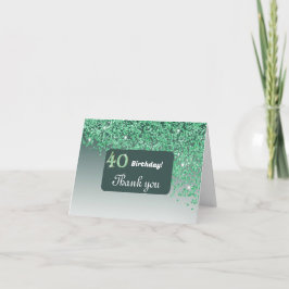Shiny Grönt Glitter, 40:e födelsedagen Tack Kort