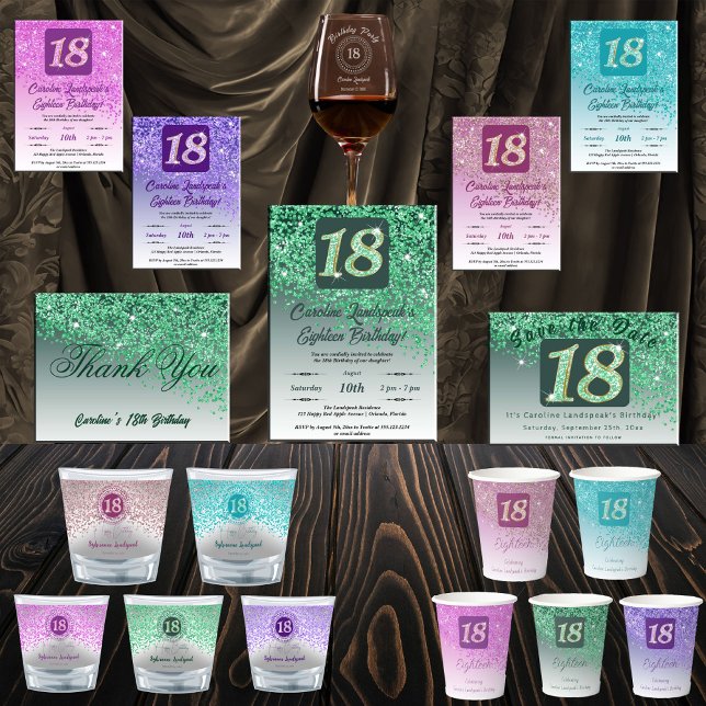 Shiny Grönt Glitter under 18:e födelsedagen Spara Datumet (Skapare uppladdad)