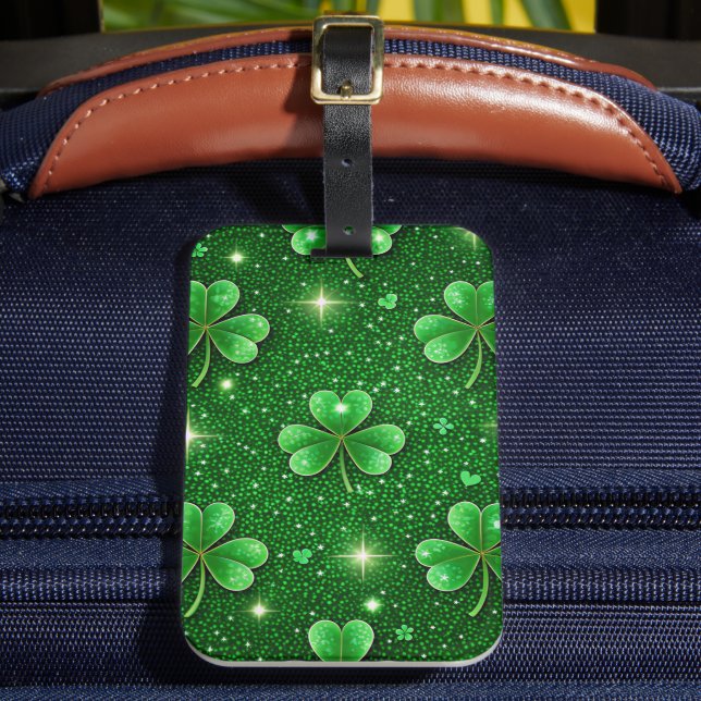 SHINY GRÖNT IRISH CELTIC SHAMROCKS BAGAGEBRICKA (Framsida Insitu 2)