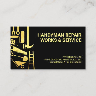 Shiny Guld Construction Handyman Verktyg Visitkort