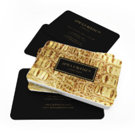 Shiny Guld Designer Alligator Crokodile Skin Visitkort