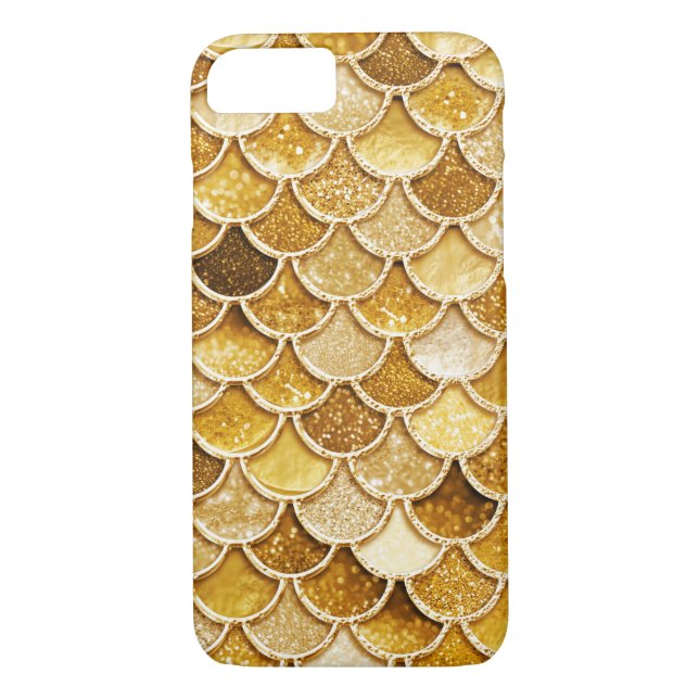Shiny Guld Glitter Sjöjungfru Scales Telefonväska Case-Mate iPhone Skal (Baksida)