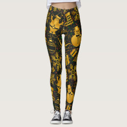 Shiny Guld Juldekorationer Leggings