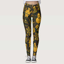Shiny Guld Juldekorationer Leggings