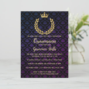 Shiny Guld Krona Quinceanera-inbjudan Inbjudningar
