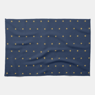 Shiny Guld Little Stars på Mörk blått Kökshandduk