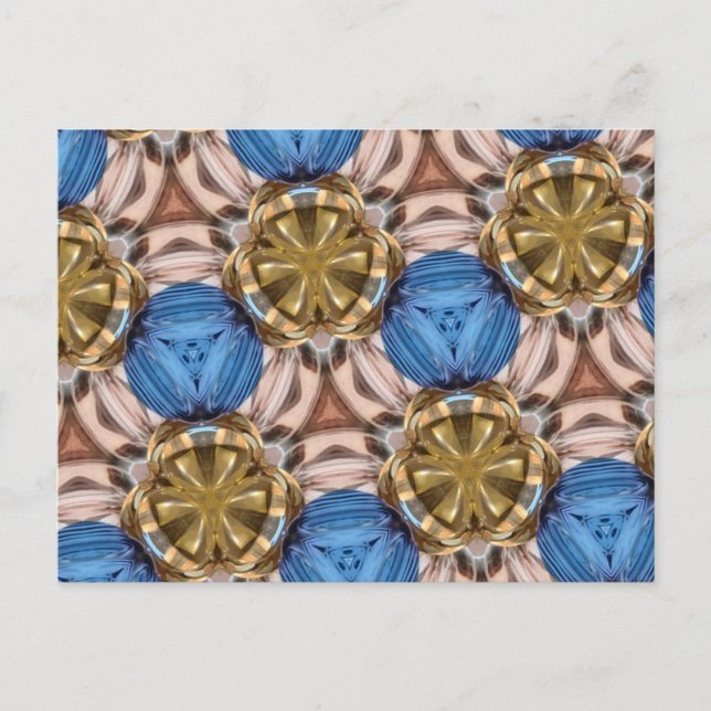 Shiny Guld Paperweight Glass Marbles Blue Brown Vykort (Framsida)