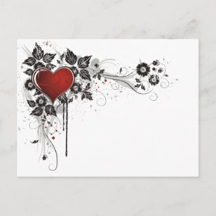 Shiny Heart, Löv & Flowers - Original Vykort