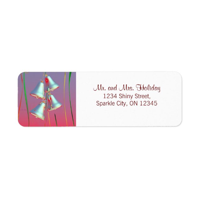 Shiny Helgdag Klockor Returadress Etikett (Framsidan)