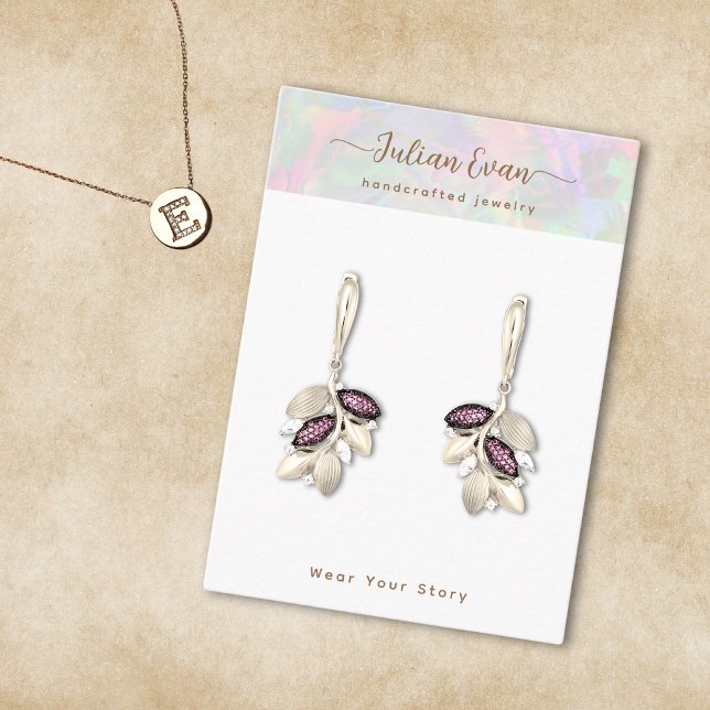 Shiny Holografiska Visningen Aura Opal Stone Jewel Visitkort (Shiny Holographic Aura Opal Stone Jewelry Display Business Card )