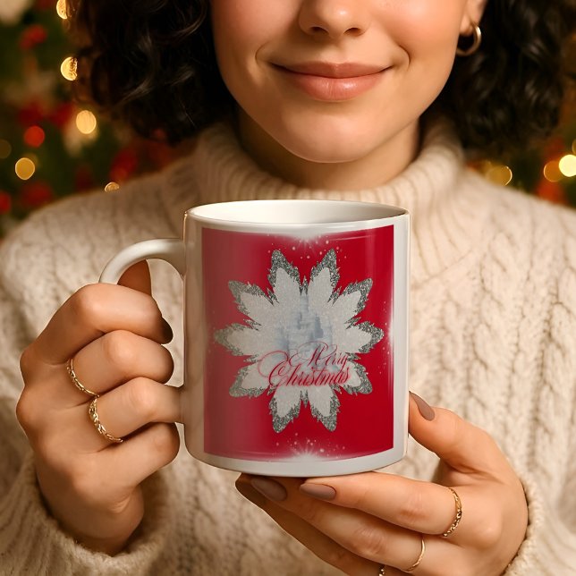 Shiny jätte christmas snö flake Mugg (Skapare uppladdad)