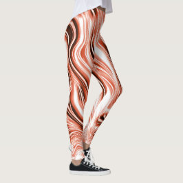 Shiny-lax till rött, vågigt spår på vit lax leggings