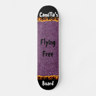Shiny Lila Simulated Glitter Girly Mini Skateboard Bräda 18,5 Cm