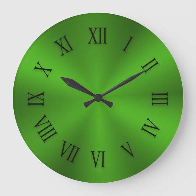 Shiny Lime Green Metallic Clock med romerska siffr Stor Klocka (Framsida)