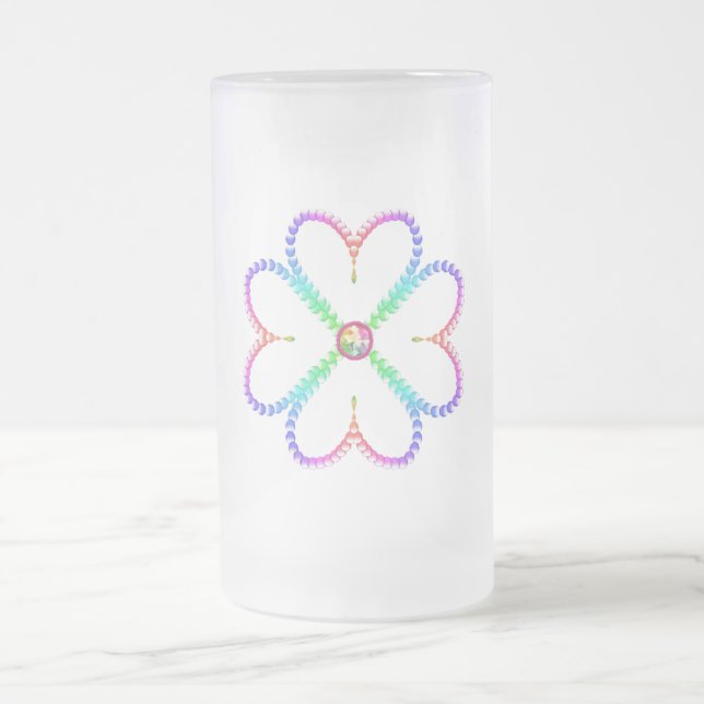 Shiny lucky four-leaf clover frostat ölglas (Center)