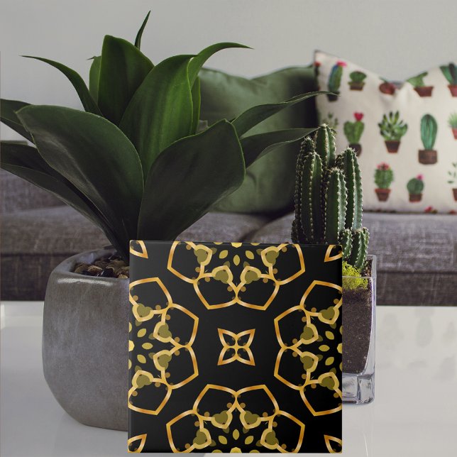 Shiny Luxurious Guld och Black Moroccan Mosaic Kakelplatta (Skapare uppladdad)