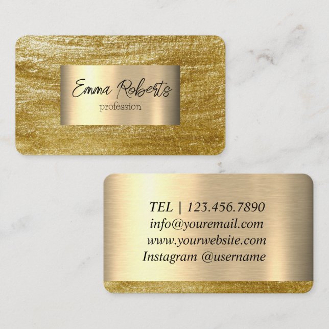 Shiny Luxury Polisted Guld Visitkort (Fram/baksida)