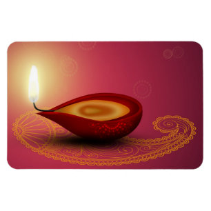 Shiny Lycklig Diwali Diya - Flexible Magnet