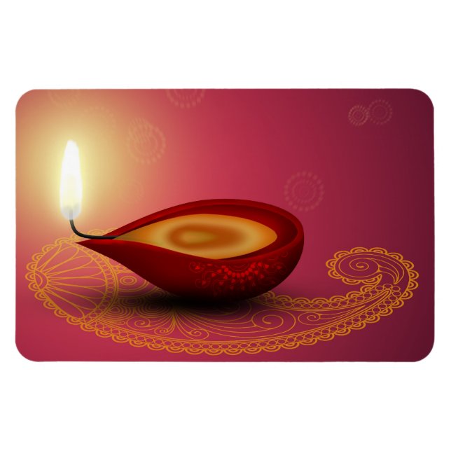 Shiny Lycklig Diwali Diya - Flexible Magnet (Horisontell)