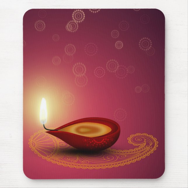 Shiny Lycklig Diwali Diya - Mousepad Musmatta (Framsidan)