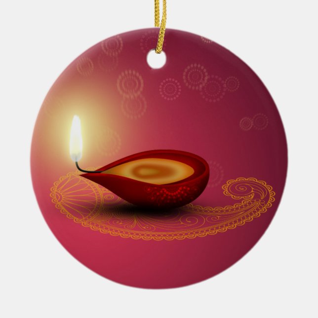 Shiny Lycklig Diwali Diya - Ornament (Framsidan)