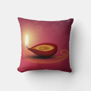 Shiny Lycklig Diwali Diya - Pillow Kudde