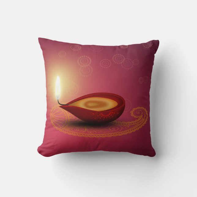 Shiny Lycklig Diwali Diya - Pillow Kudde (Framsida)
