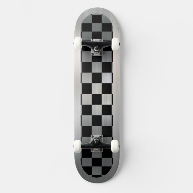 Shiny Metall Checkboard Skateboard (Framsida)