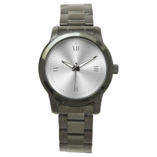 Shiny Metallic Black Roman Numerals Armbandsur