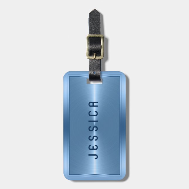 Shiny Metallic Blue Stainless Steel-utseende Bagagebricka (Vertikal Framsida)