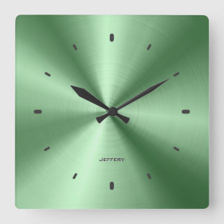 Shiny Metallic Grönt Design Stainless Steel-utseen Fyrkantig Klocka