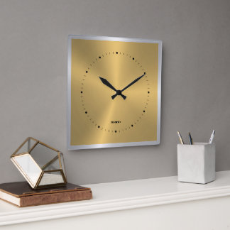 Shiny Metallic Guld Silve-dekorfärgsklocka Fyrkantig Klocka
