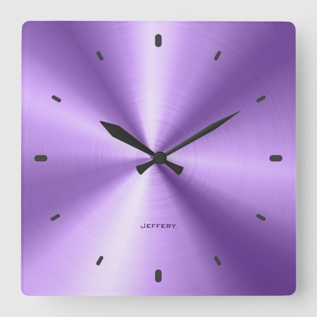 Shiny Metallic Lila Design-Stainless Steel-utseend Fyrkantig Klocka (Framsida)