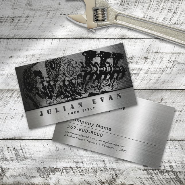 Shiny Metallic Mechanic Automotive Repair Service  Visitkort (Shiny Metallic Mechanic Automotive Repair Service Business Card)