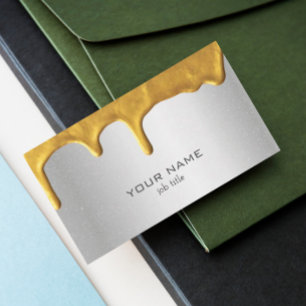 Shiny Metallic Silver Guld Drives Finare Visitkort